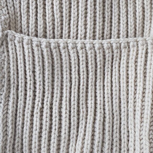 Handmade Beige Open-Front Knit Cardigan Upcycled With Floral Crochet Accents - Picture 5 of 14